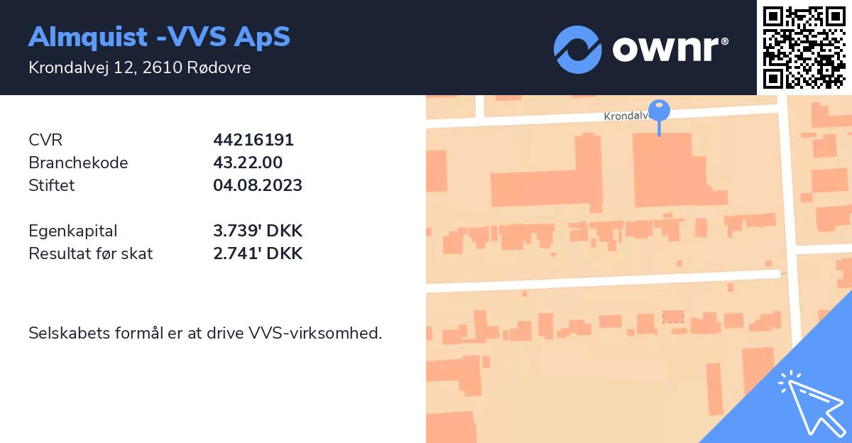 Almquist -VVS ApS - Se overskud, ejere, tidslinje og regnskaber - ownr®
