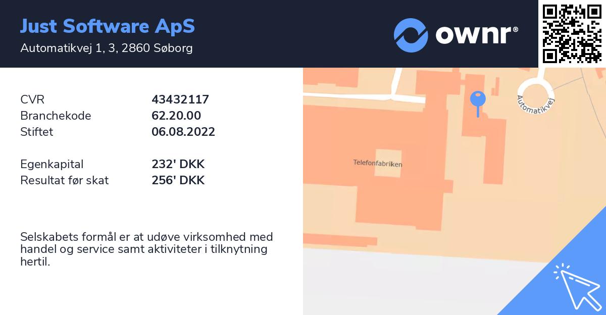 Just Software ApS - Se overskud, ejere, tidslinje og regnskaber - ownr®