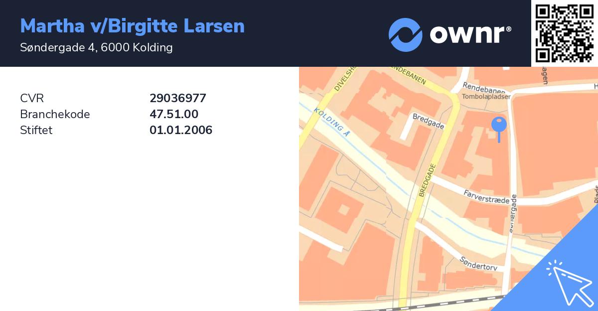 Martha V/birgitte Larsen - Se overskud, ejere, tidslinje og - ownr®
