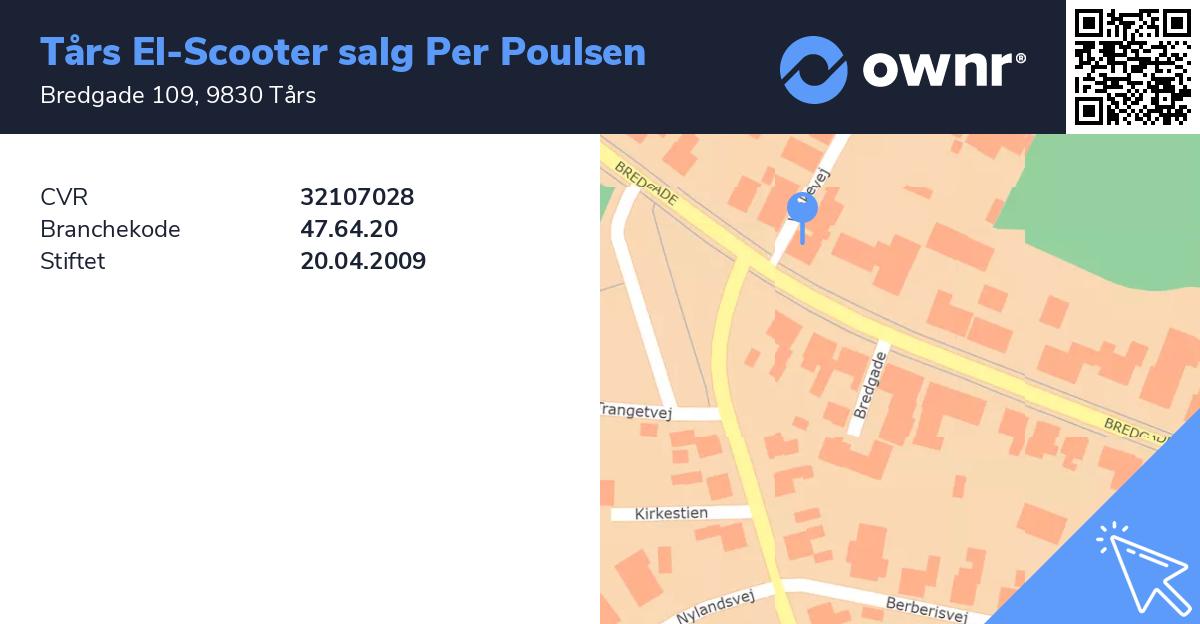 Tårs El-scooter Salg Per Poulsen - Se overskud, ejere, og regnskaber