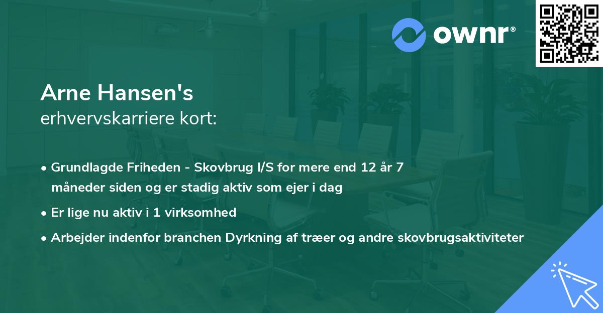 Arne Hansen's erhvervskarriere kort
