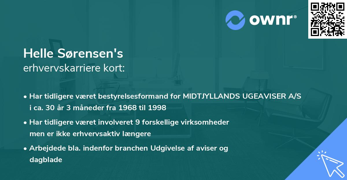 Helle Sørensen's erhvervskarriere kort