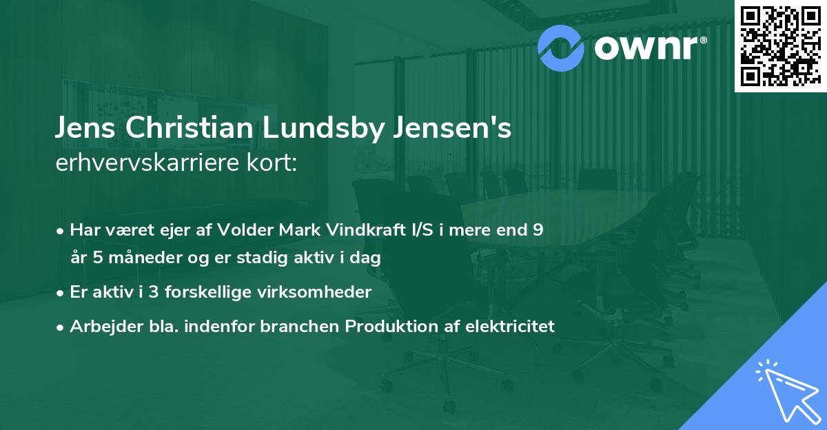 Jens Christian Lundsby Jensen's erhvervskarriere kort