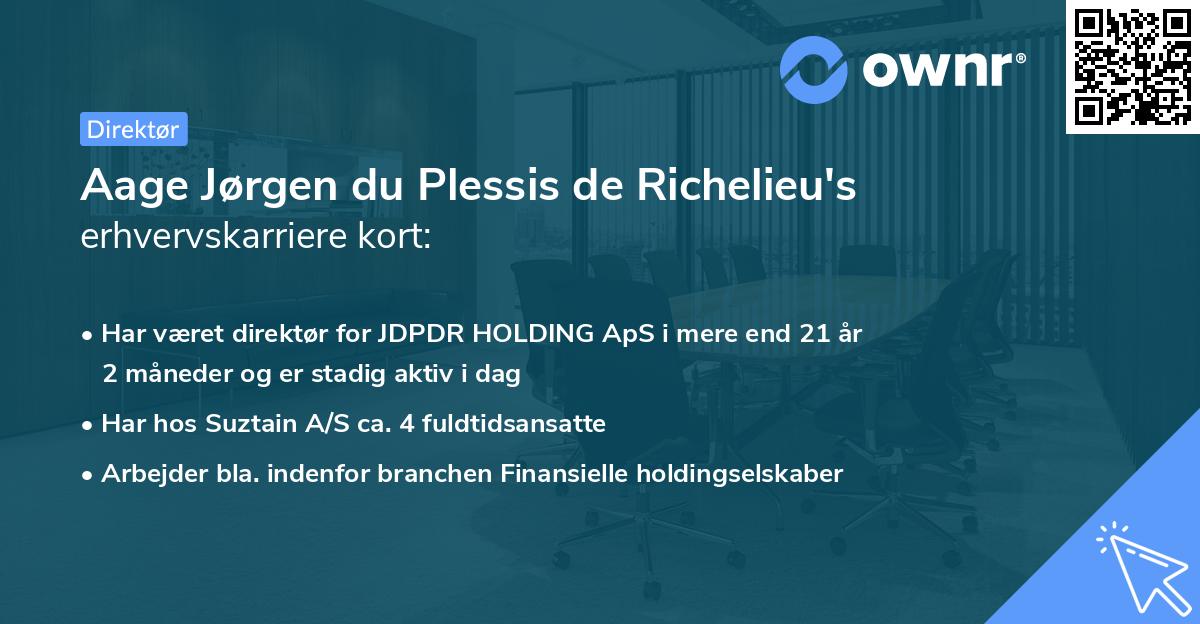 Aage Jørgen du Plessis de Richelieu's erhvervskarriere kort