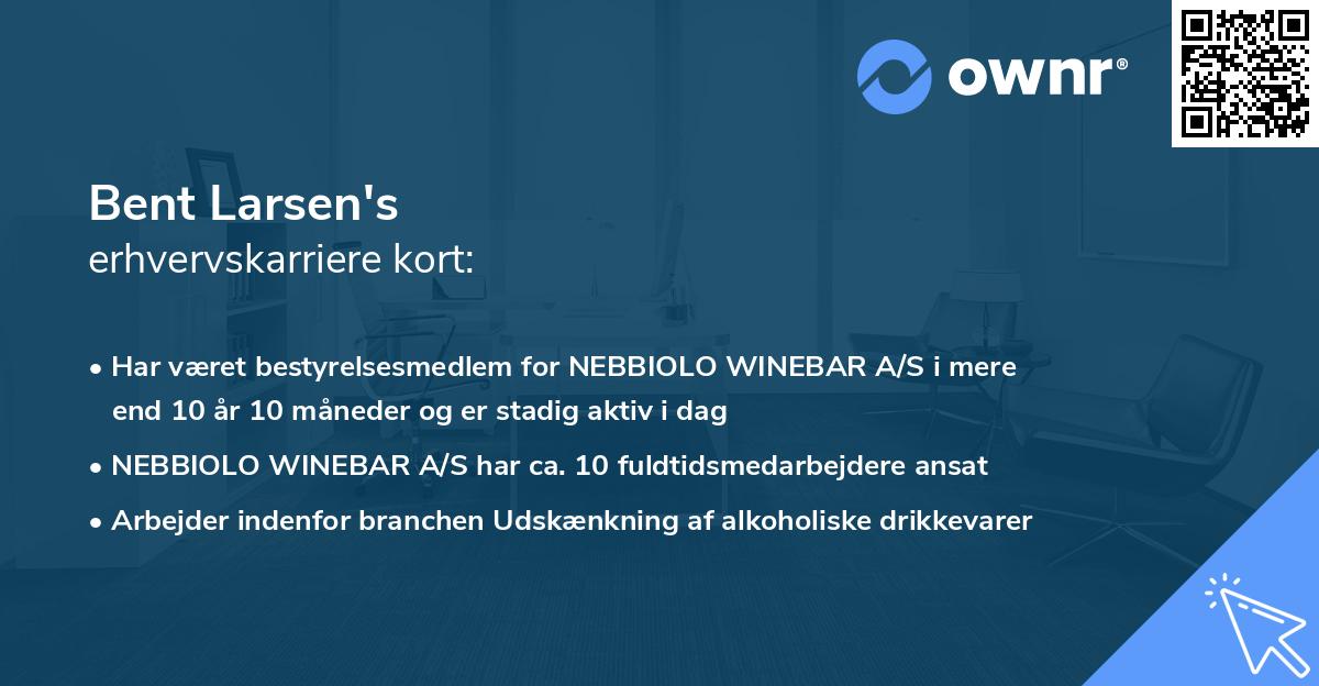 Bent Larsen's erhvervskarriere kort