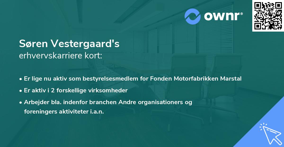 Søren Vestergaard's erhvervskarriere kort