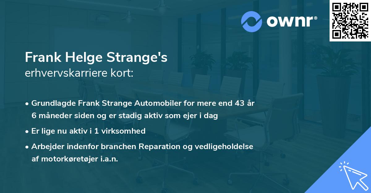 Frank Helge Strange's erhvervskarriere kort