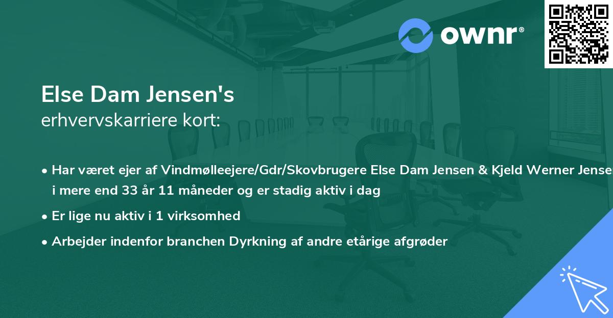 Else Dam Jensen's erhvervskarriere kort