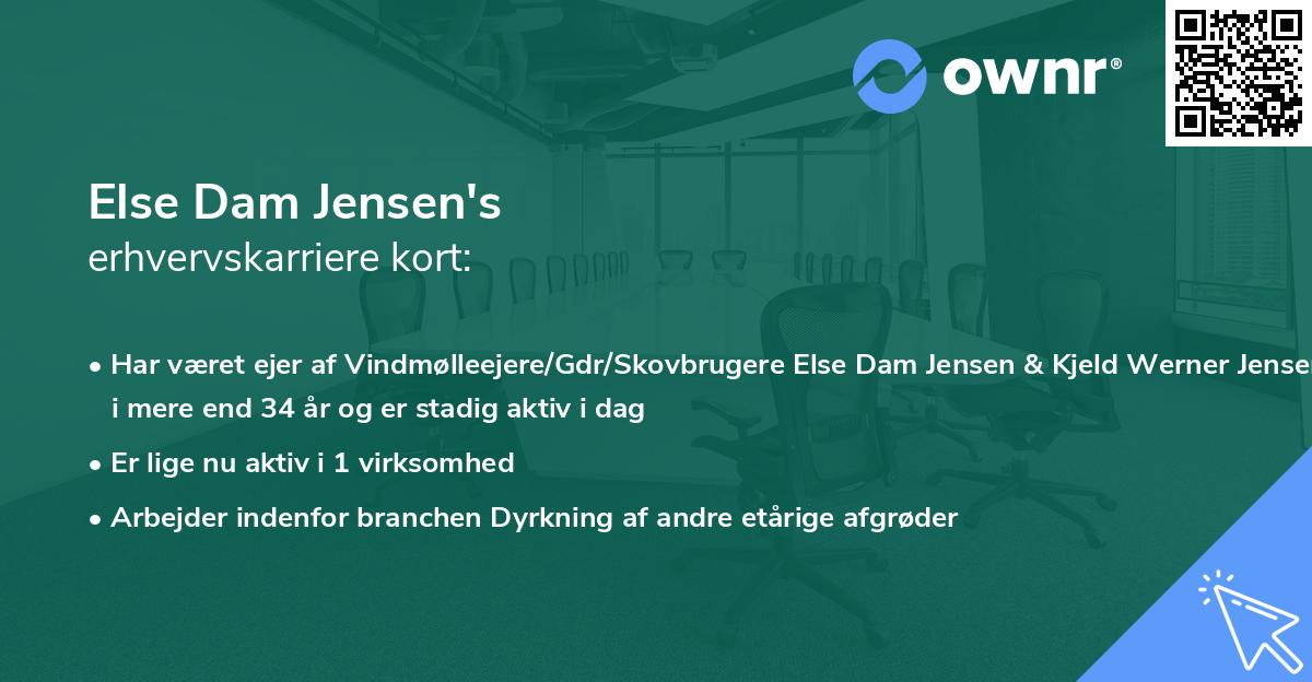 Else Dam Jensen's erhvervskarriere kort