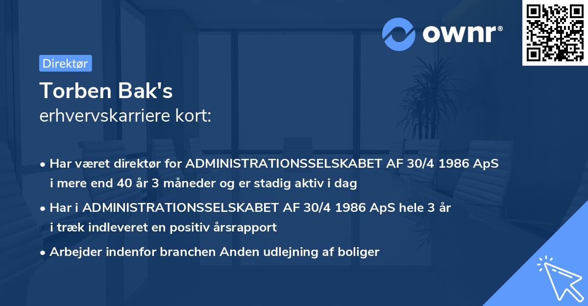 Torben Bak's erhvervskarriere kort