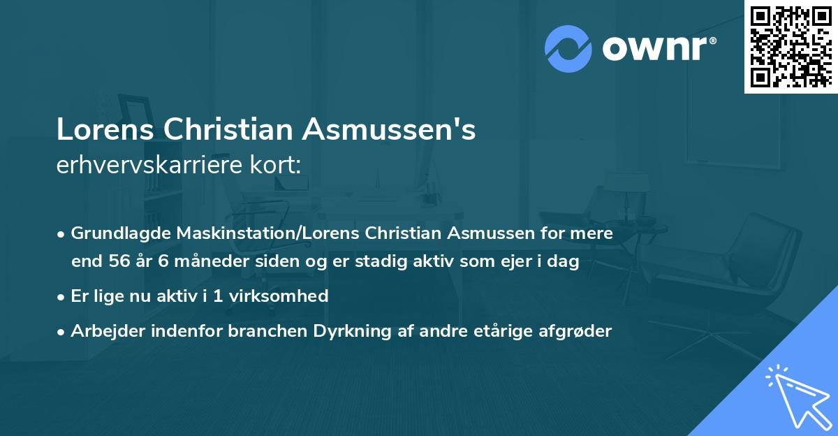 Lorens Christian Asmussen's erhvervskarriere kort