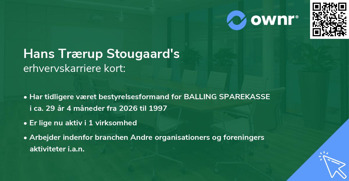 Hans Trærup Stougaard's erhvervskarriere kort