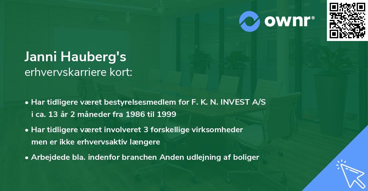 Janni Hauberg's erhvervskarriere kort