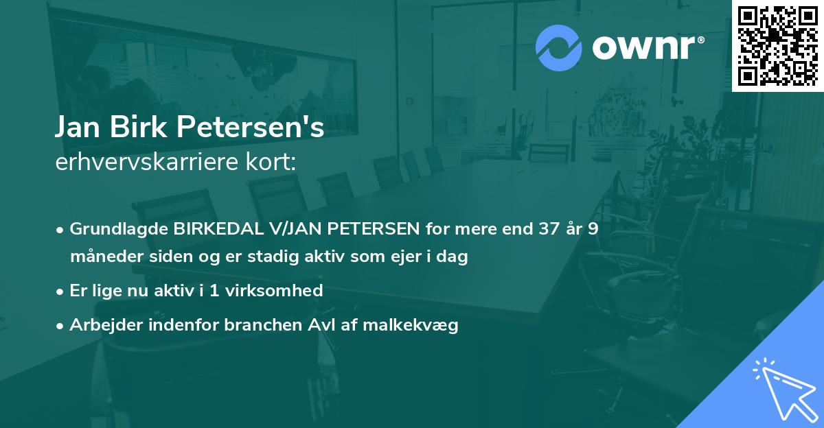 Jan Birk Petersen's erhvervskarriere kort
