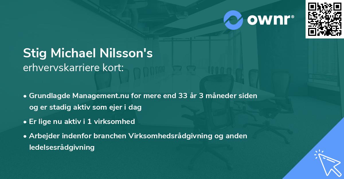 Stig Michael Nilsson's erhvervskarriere kort