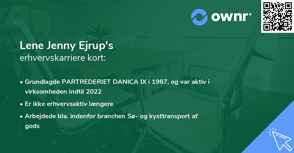 Lene Jenny Ejrup's erhvervskarriere kort