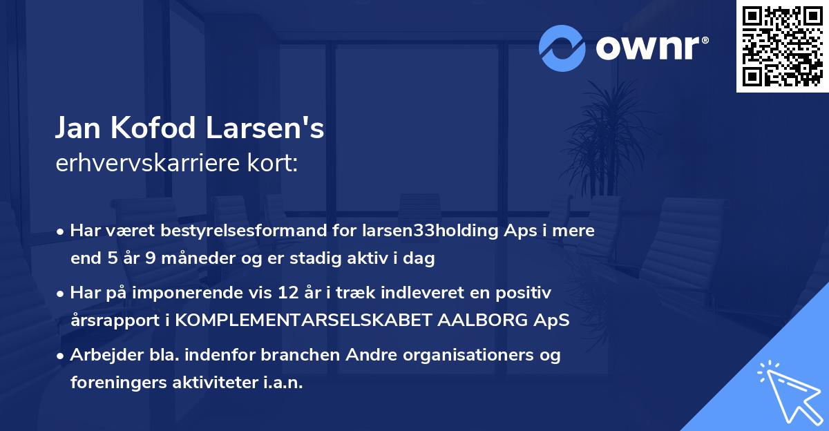 Jan Kofod Larsen's erhvervskarriere kort
