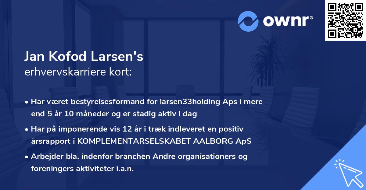 Jan Kofod Larsen's erhvervskarriere kort