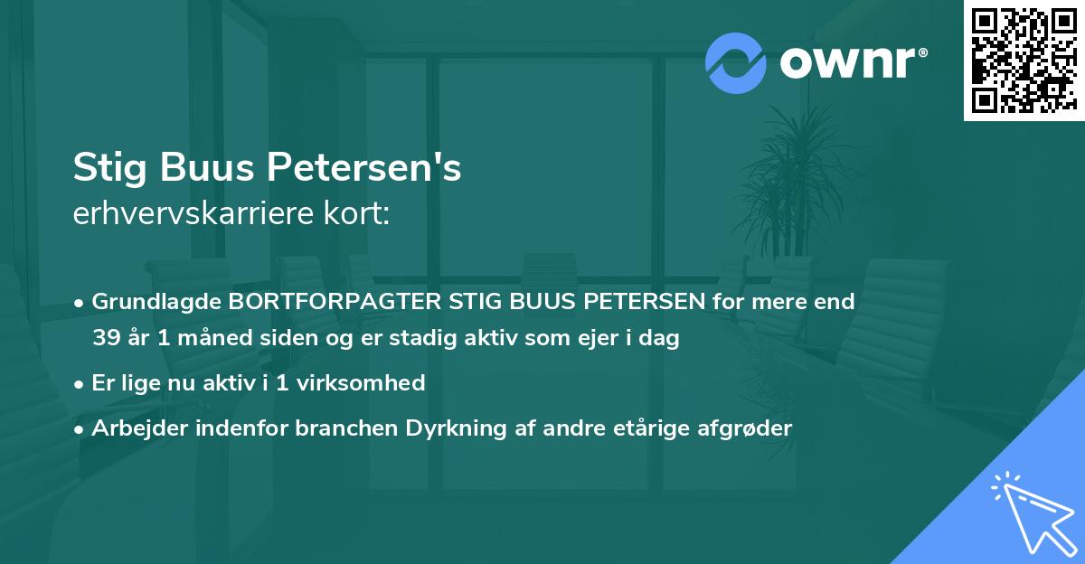 Stig Buus Petersen's erhvervskarriere kort