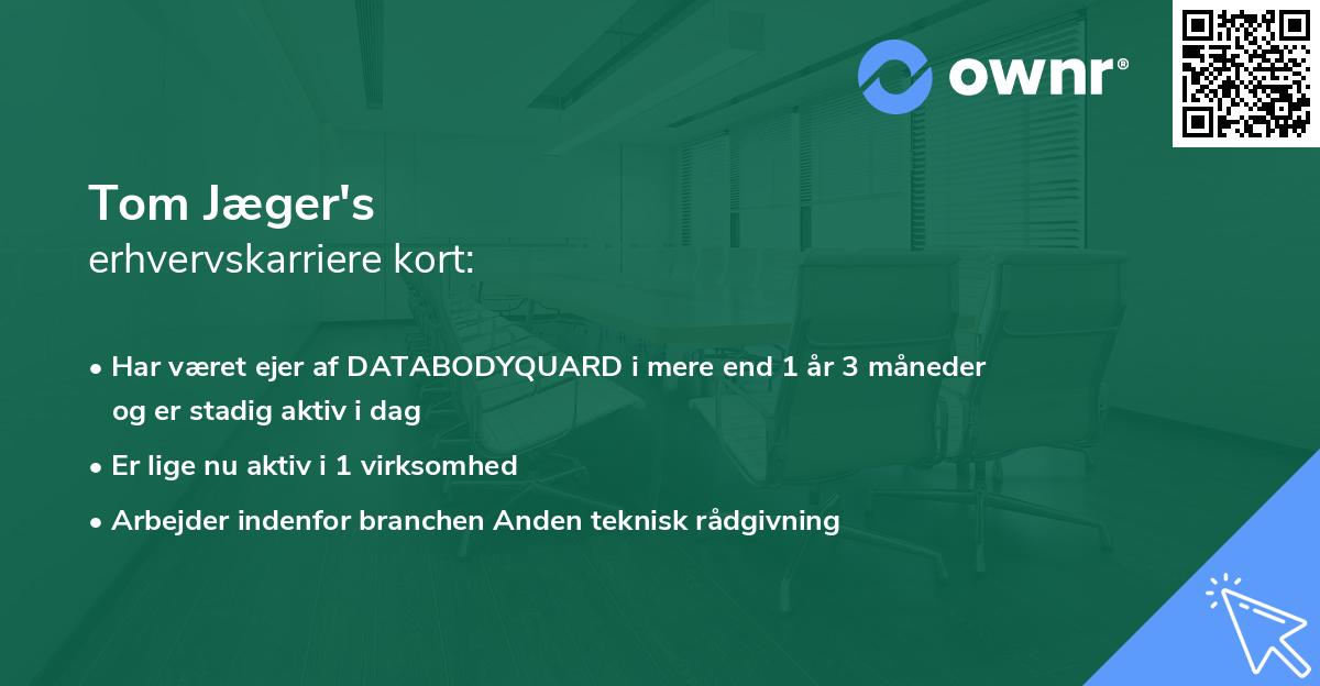 Tom Jæger's erhvervskarriere kort