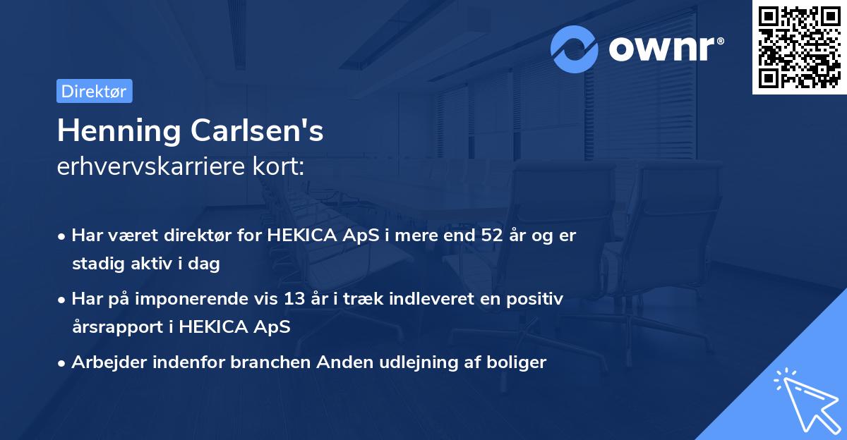 Henning Carlsen's erhvervskarriere kort