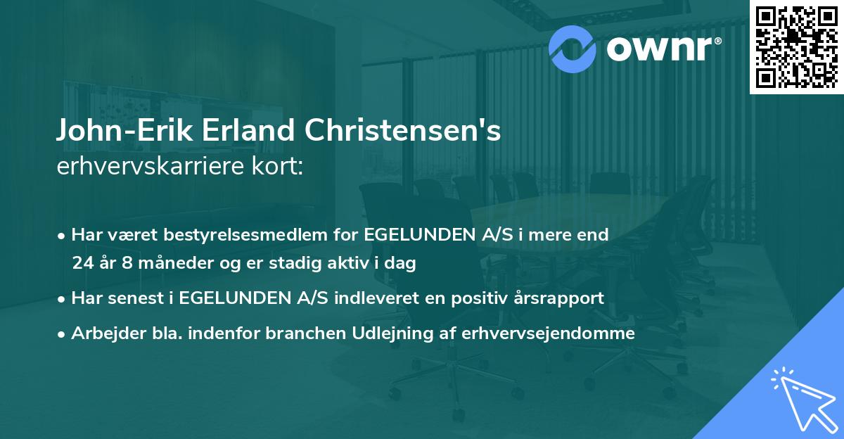 John-Erik Erland Christensen's erhvervskarriere kort