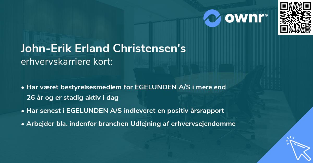 John-Erik Erland Christensen's erhvervskarriere kort