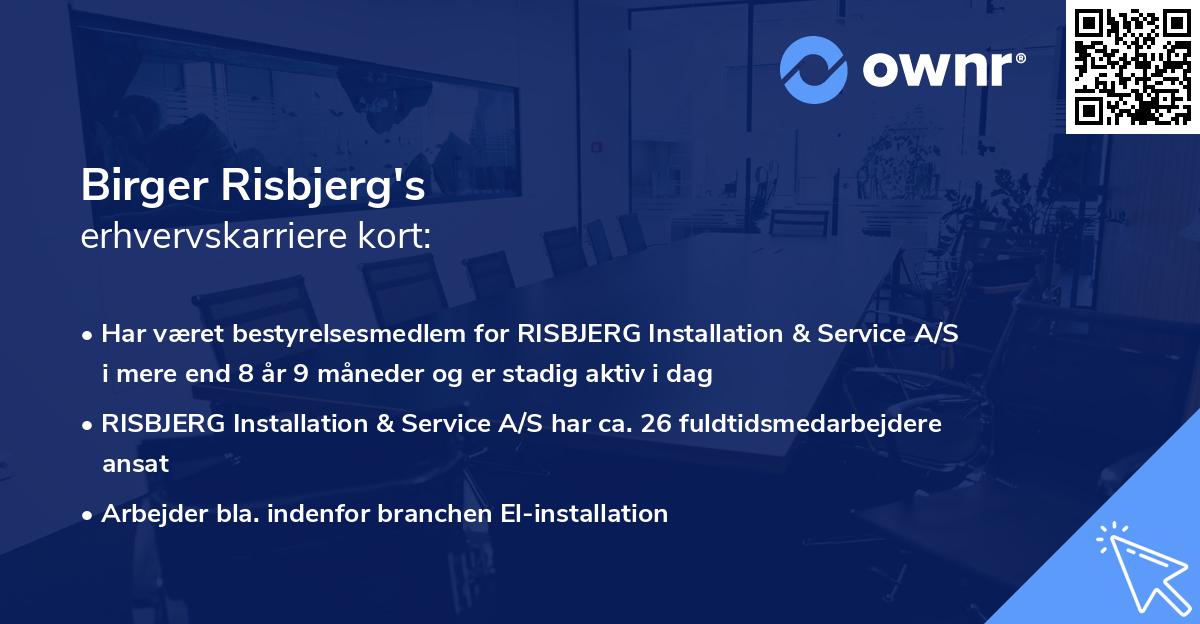 Birger Risbjerg's erhvervskarriere kort