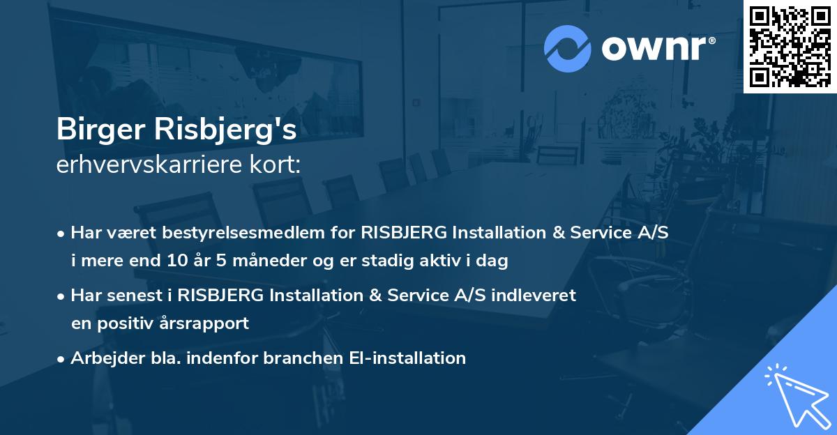Birger Risbjerg's erhvervskarriere kort