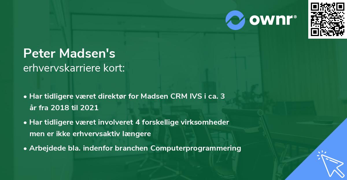 Peter Madsen's erhvervskarriere kort