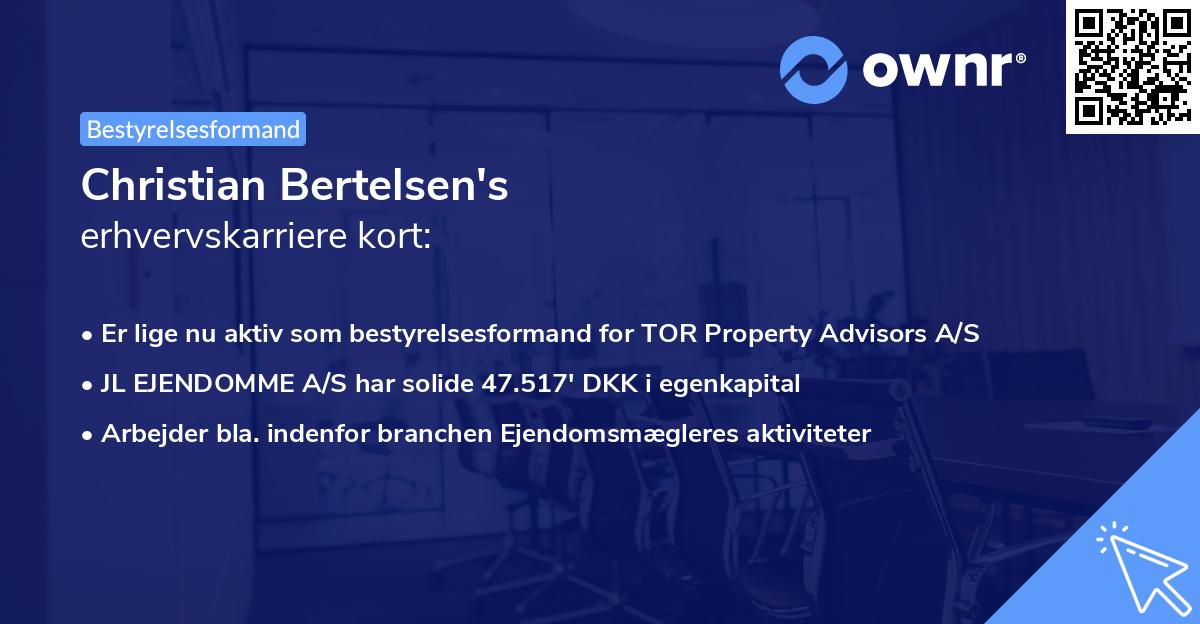 Christian Bertelsen's erhvervskarriere kort