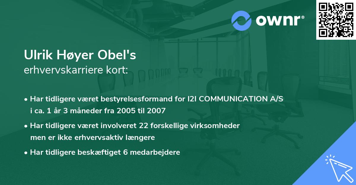 Ulrik Høyer Obel's erhvervskarriere kort