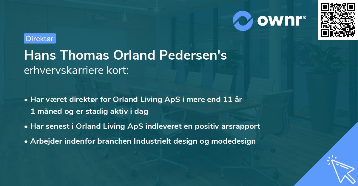 Hans Thomas Orland Pedersen's erhvervskarriere kort