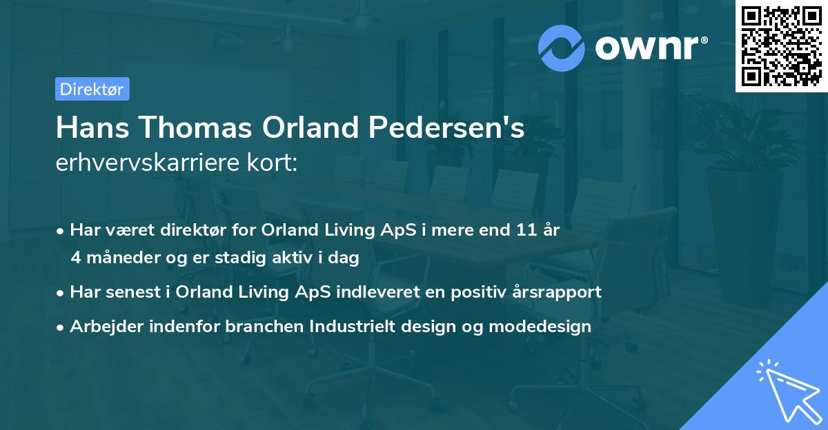 Hans Thomas Orland Pedersen's erhvervskarriere kort