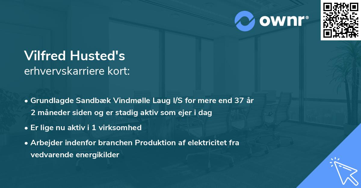 Vilfred Husted's erhvervskarriere kort