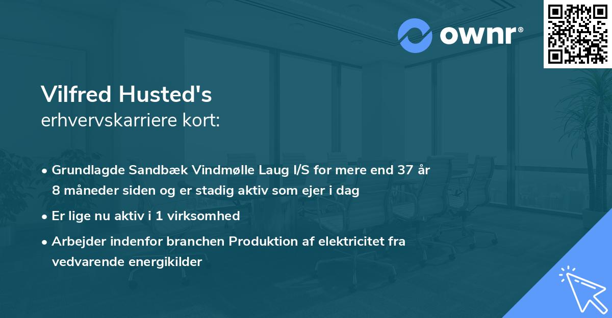 Vilfred Husted's erhvervskarriere kort