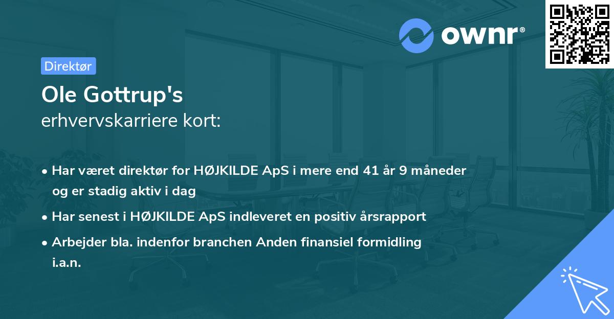 Ole Gottrup's erhvervskarriere kort