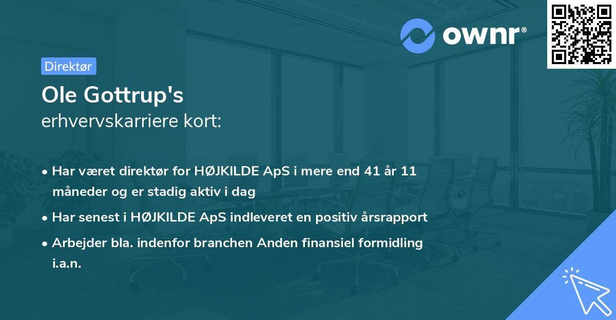 Ole Gottrup's erhvervskarriere kort