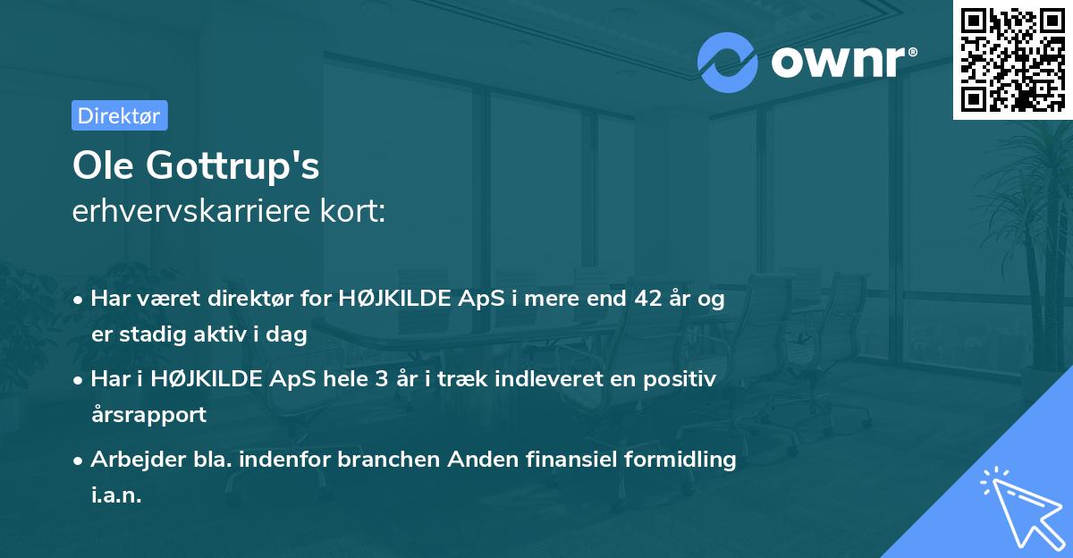 Ole Gottrup's erhvervskarriere kort