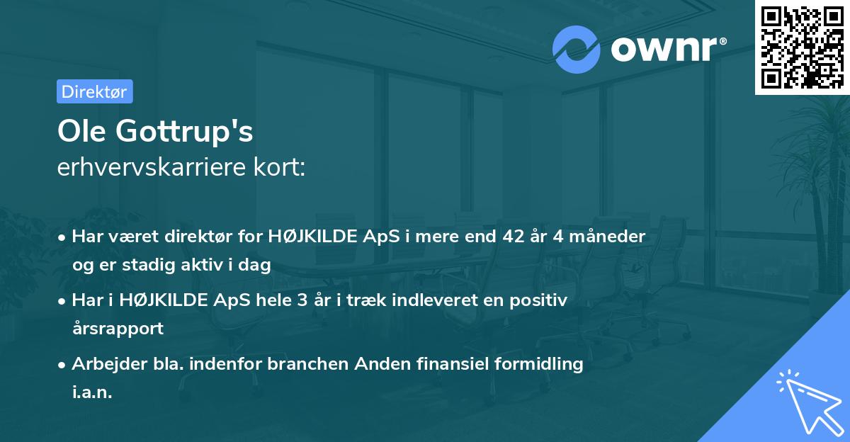 Ole Gottrup's erhvervskarriere kort