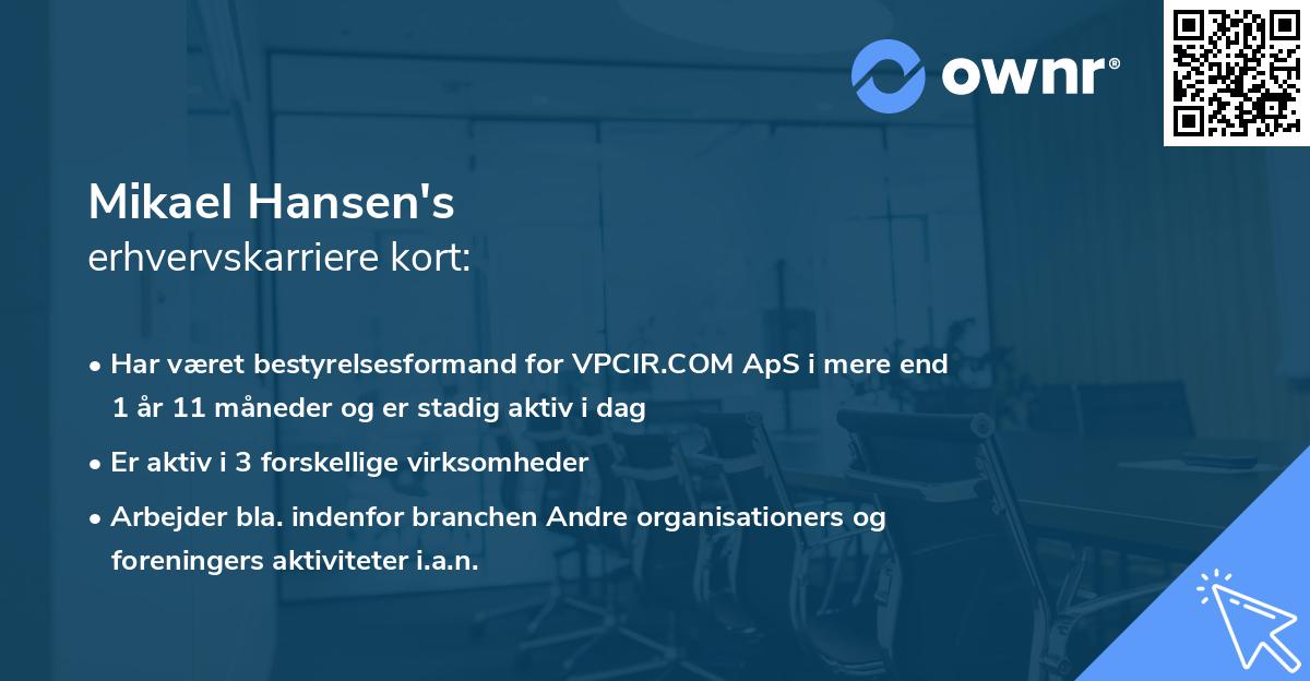 Mikael Hansen's erhvervskarriere kort