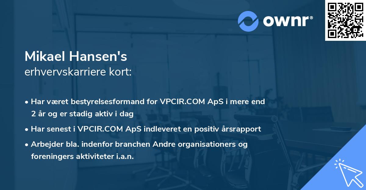 Mikael Hansen's erhvervskarriere kort