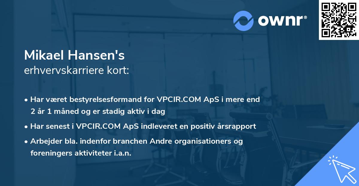 Mikael Hansen's erhvervskarriere kort