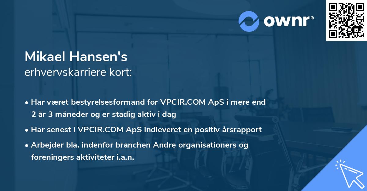 Mikael Hansen's erhvervskarriere kort