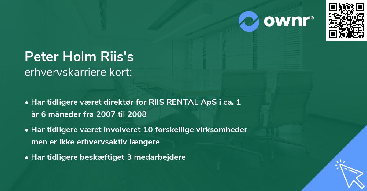 Peter Holm Riis's erhvervskarriere kort