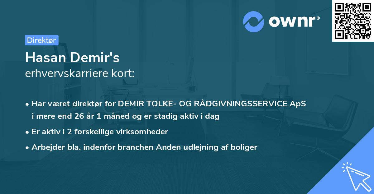 Hasan Demir's erhvervskarriere kort