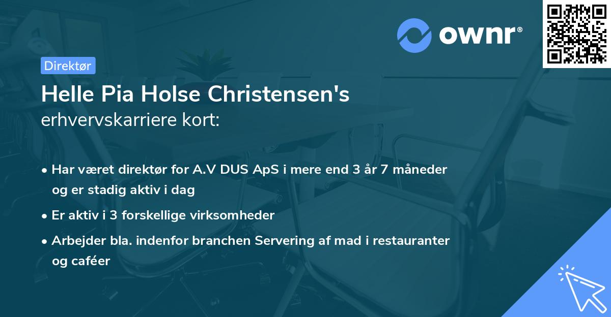 Helle Pia Holse Christensen's erhvervskarriere kort