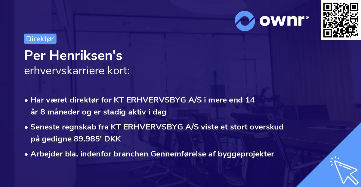 Per Henriksen's erhvervskarriere kort