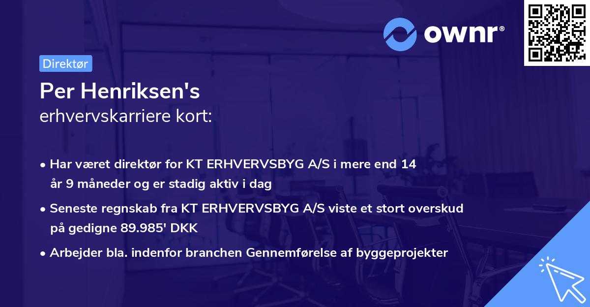 Per Henriksen's erhvervskarriere kort