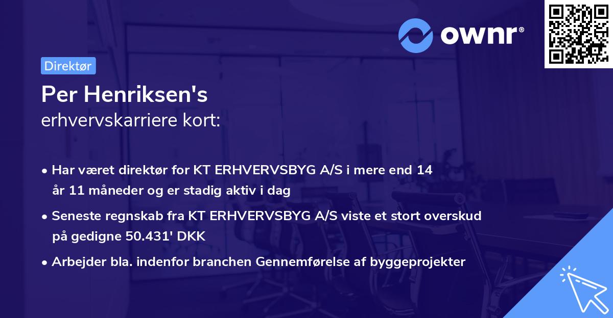 Per Henriksen's erhvervskarriere kort